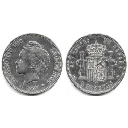 Alfonso XIII. 1893*(18---). 5 Pesetas (BC+) (Plata) Ceca de Madrid PG-V