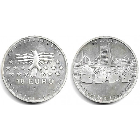 Alemania. 2007(G). 10 Euro (EBC+) (Plata)