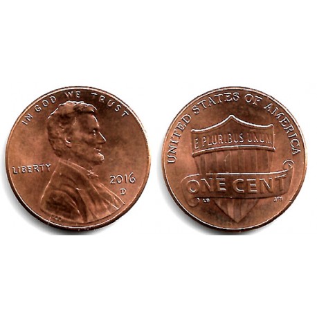 (968) Estados Unidos de América. 2016(D). 1 Cent (SC-)