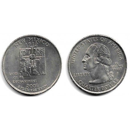 (422) Estados Unidos de América. 2008(P). Quarter Dollar (SC) New Mexico