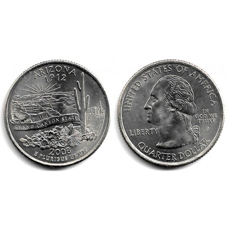 (423) Estados Unidos de América. 2008(P). Quarter Dollar (SC) Arizona