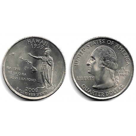 (425) Estados Unidos de América. 2008(P). Quarter Dollar (SC) Hawaii