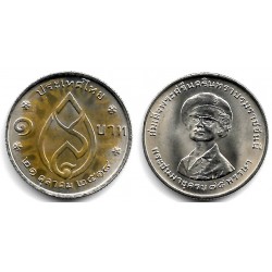 (Y107) Tailandia. 2518. 1 Baht (MBC+) Manchada