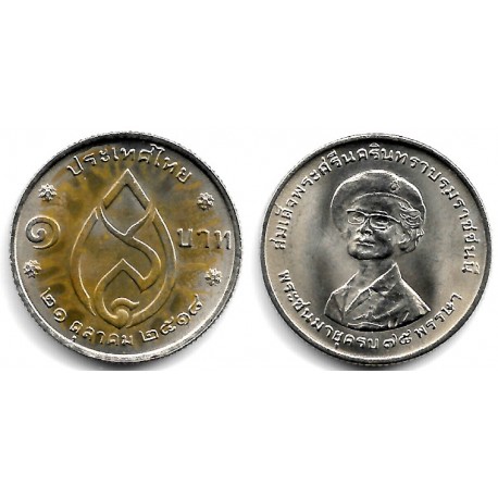 (Y107) Tailandia. 2518. 1 Baht (MBC+) Manchada