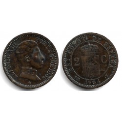 Alfonso XIII. 1904*(04). 2 Céntimos (MBC-) Ceca de Madrid SM-V, Manchas