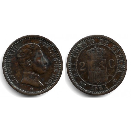 Alfonso XIII. 1904*(04). 2 Céntimos (MBC-) Ceca de Madrid SM-V, Manchas