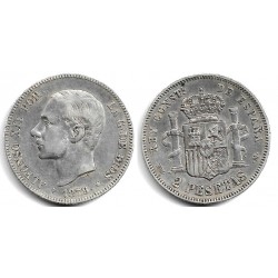 Alfonso XII. 1879*(18-7-). 2 Pesetas (BC/BC+) (Plata) Ceca de Madrid EM-M