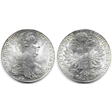 Austria. 1780. Thaler (SC-) (Plata) Reacuñación Oficial
