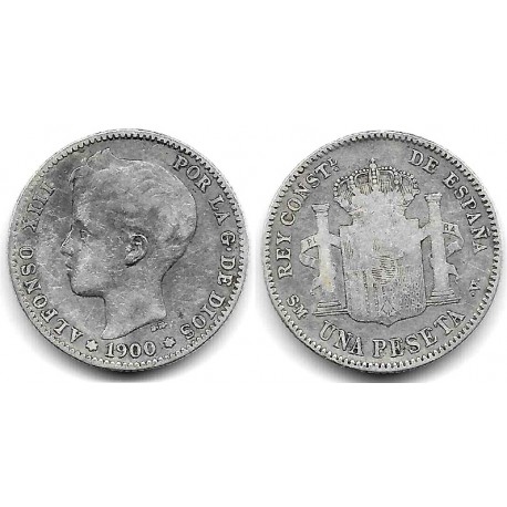 Alfonso XIII. 1900*(-----). 1 Peseta (BC) (Plata) Ceca de Madrid SM-V