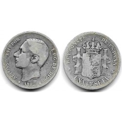 Alfonso XII. 1882*(-----). 1 Peseta (BC/BC-) (Plata) Ceca de Madrid MS-M