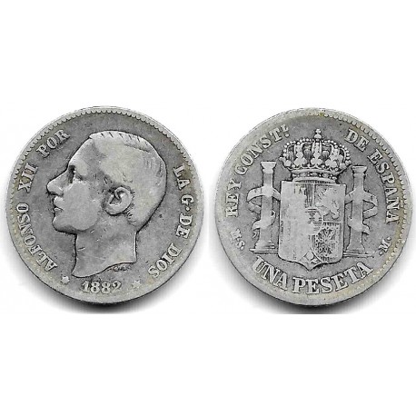 Alfonso XII. 1882*(-----). 1 Peseta (BC/BC-) (Plata) Ceca de Madrid MS-M