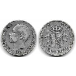 Alfonso XII. 1882*(---82). 1 Peseta (BC+) (Plata) Ceca de Madrid MS-M