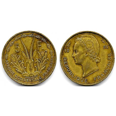 (5) África Occidental Francesa. 1956. 5 Francs (MBC)