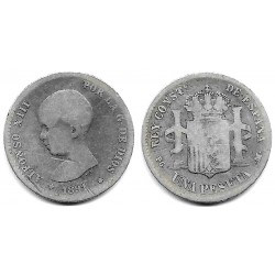 Alfonso XIII. 1891*(-----). 1 Peseta (RC+) (Plata) Ceca de Madrid PG-M