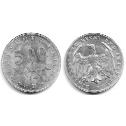 (36) Imperio Alemán (Weimar). 1923(D). 500 Mark (SC)