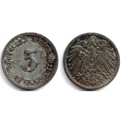 (11) Imperio Alemán. 1911(A). 5 Pfennig (MBC-)