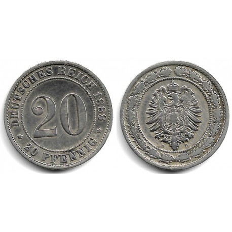 (9.1) Imperio Alemán. 1888(D). 20 Pfennig (EBC)