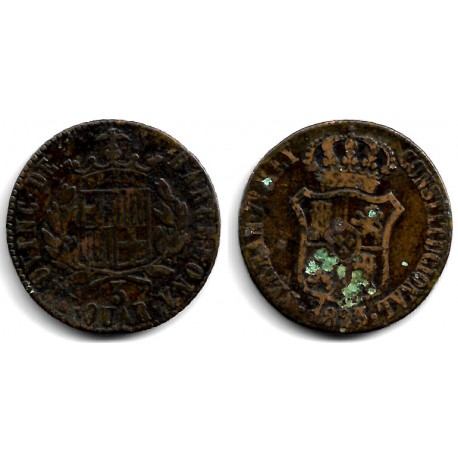 Fernando VII. 1823. 3 Cuartos (BC) Ceca de Barcelona, Golpes y Manchas