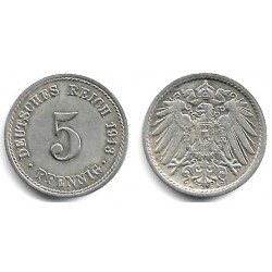 (11) Imperio Alemán. 1913A. 5 Pfennig (EBC)