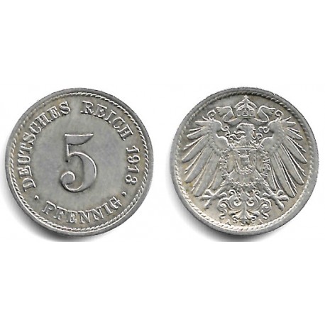 (11) Imperio Alemán. 1913A. 5 Pfennig (EBC)