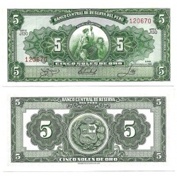(83a) Perú. 1966. 5 Soles de Oro (SC) Leves Manchas