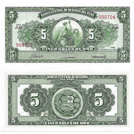 (83a) Perú. 1968. 5 Soles de Oro (SC)