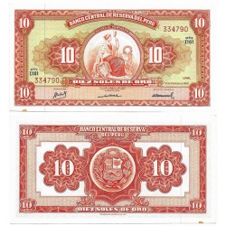 (84a) Perú. 1968. 10 Soles de Oro (SC-) Leve Mancha