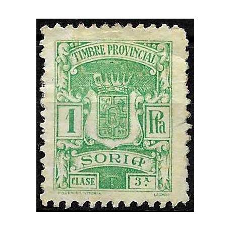 Timbre Provincial. Soria. 1 Peseta (Nuevo, con señal de fijasellos)