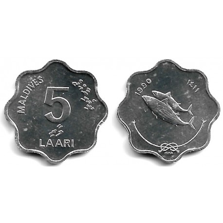 (69) Maldivas. 1990. 5 Laari (SC)