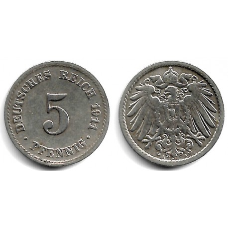 (11) Imperio Alemán. 1911(A). 5 Pfennig (MBC)