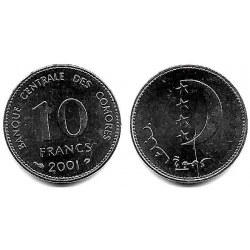 (19) Islas Comores. 2001. 10 Francs (SC)
