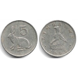 (2) Zimbabue. 1996. 5 Cents (MBC)