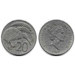 (36.1) Nueva Zelanda. 1987. 20 Cents (MBC-)