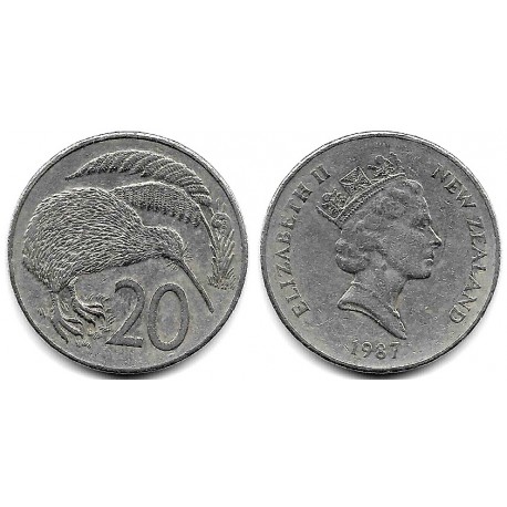 (36.1) Nueva Zelanda. 1987. 20 Cents (MBC-)