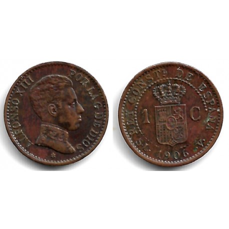 Alfonso XIII. 1906*(6). 1 Céntimo (MBC+) Ceca de Madrid SL-V