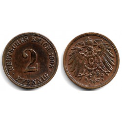 (16) Imperio Alemán. 1908(A). 2 Pfennig (MBC+)