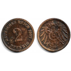 (16) Imperio Alemán. 1907(A). 2 Pfennig (BC+)