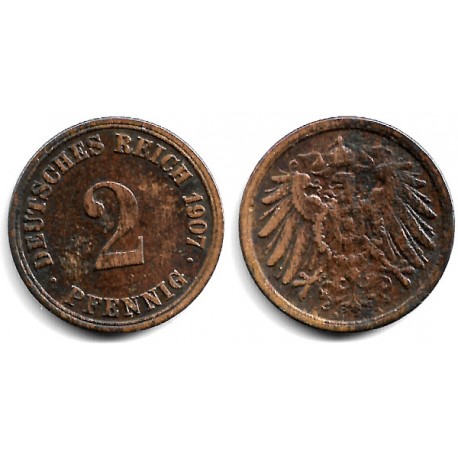 (16) Imperio Alemán. 1907(A). 2 Pfennig (BC+)