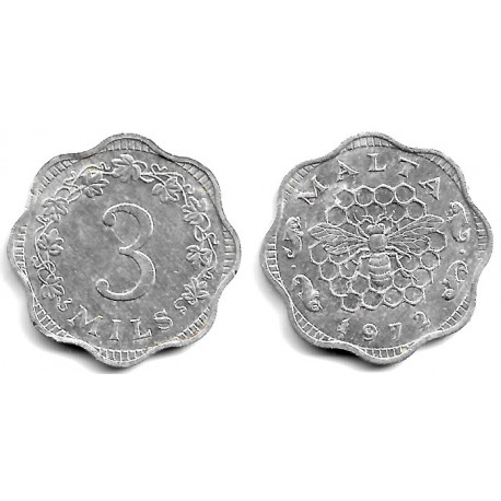 (6) Malta. 1972. 3 Mils (EBC)