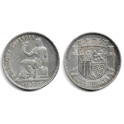 España (II República). 1933*(3-4). 1 Peseta (MBC+) (Plata)