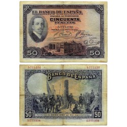 España. 1927. 50 Pesetas (BC) Sin Serie. Sin Sello Republicano