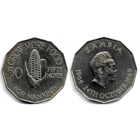 (14) Zambia. 1969. 50 Ngwee (EBC+)