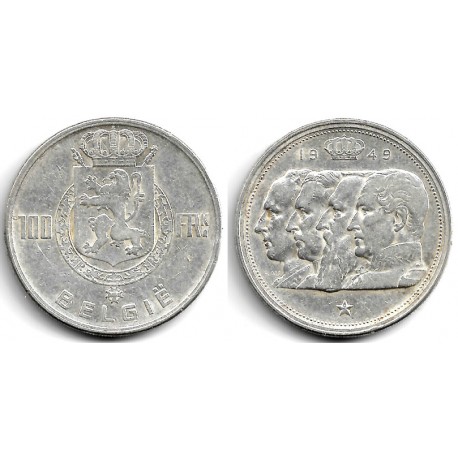 (139.1) Bélgica. 1949. 100 Francs (MBC) (Plata)