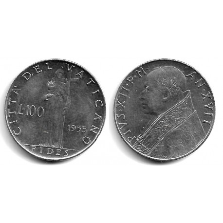 (55) Ciudad del Vaticano. 1955. 100 Lira (MBC+)