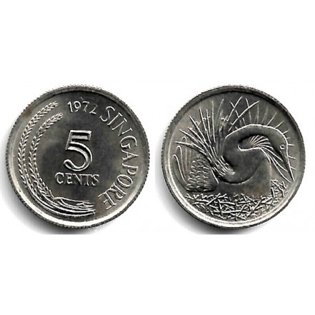 (2) Singapur. 1972. 5 Cents (SC)