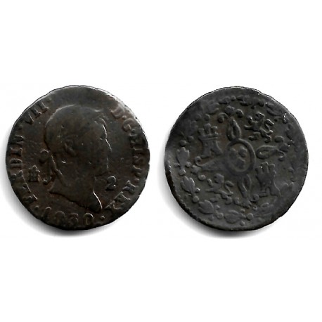 Fernando VII. 1830. 2 Maravedí (BC/BC-) Ceca de Segovia