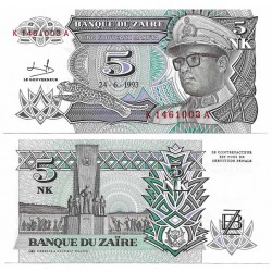 (48) Zaire. 1993. 5 Nouveaux Makuta (SC)