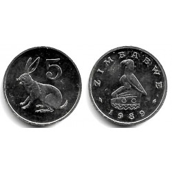 (2) Zimbabue. 1989. 5 Cents (SC)