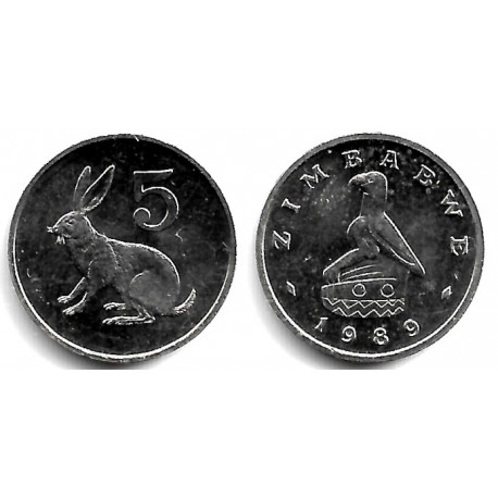 (2) Zimbabue. 1989. 5 Cents (SC)