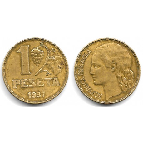 España (II República). 1937. 1 Peseta (BC+)